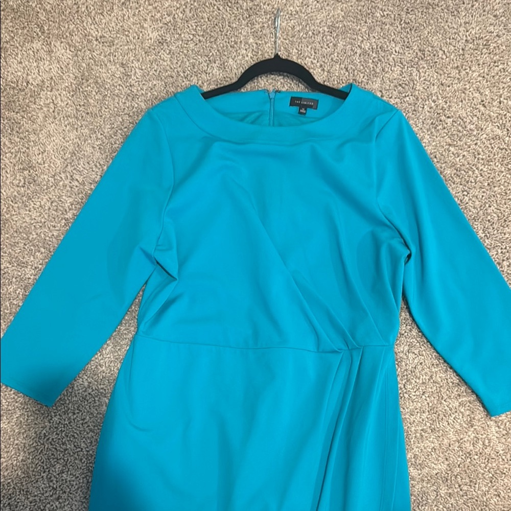 The Limited Blue Sheath Dress 3/4 Sleeve Crew Neck - Picture 2 of 2